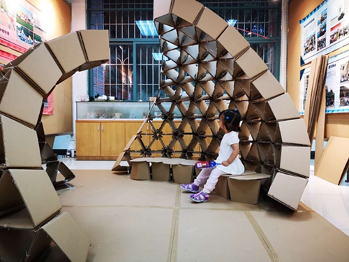 用纸板搭建创意空间华南理工大学广州学院建筑学院举办建造活动