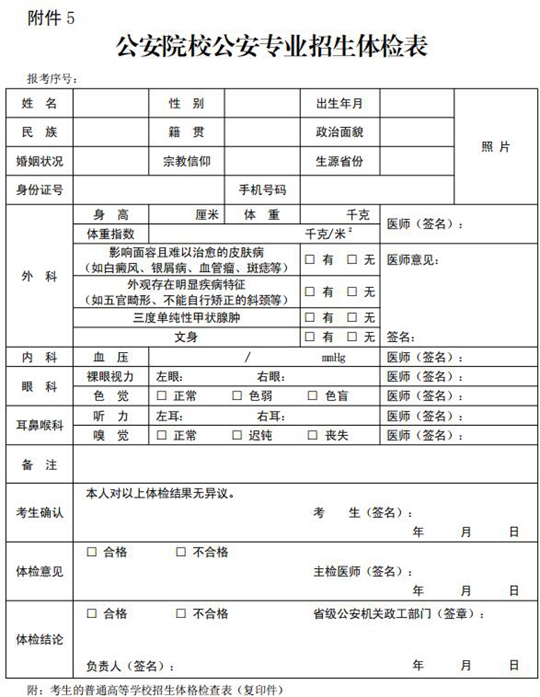 2019年福建高考公安院校公安类、司法警察类专业招生办法