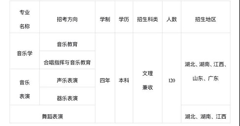 江汉大学2021年音乐舞蹈类招生简章