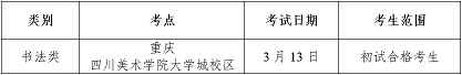 四川美术学院2021年书法类本科招生专业考试初试成绩查询和复试安排