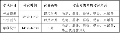 四川美术学院2021年书法类本科招生专业考试初试成绩查询和复试安排