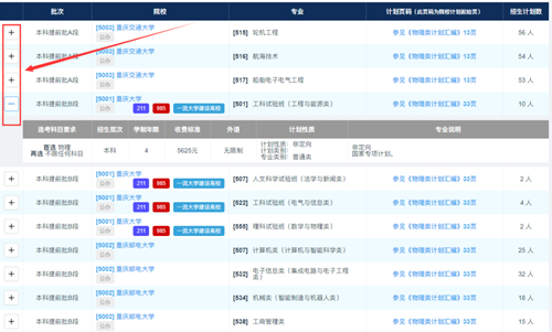 重庆市2021年统一高考志愿填报辅助系统【招生计划查询】功能上线(图5) 重庆市2021年统一高考志愿填报辅助系统【招生计划查询】功能上线(图5)