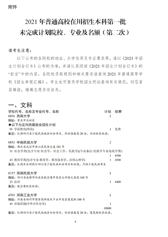 四川：26日11:00截止！本科第一批未完成计划院校第二次征集志愿来啦(图4)