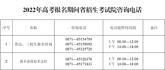 云南省2022年高考报名期间咨询电话(图2)