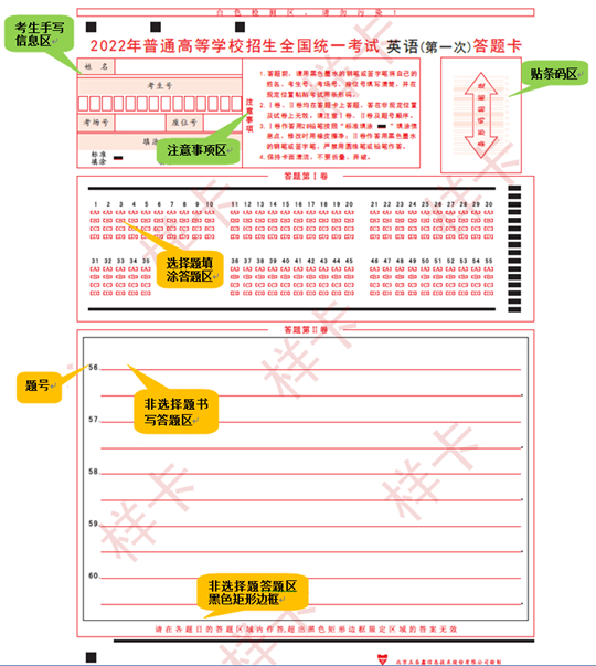 天津:@2022年高考考生:一起来看英语一考答题卡样式(图1) 天津:@2022年高考考生:一起来看英语一考答题卡样式(图1)