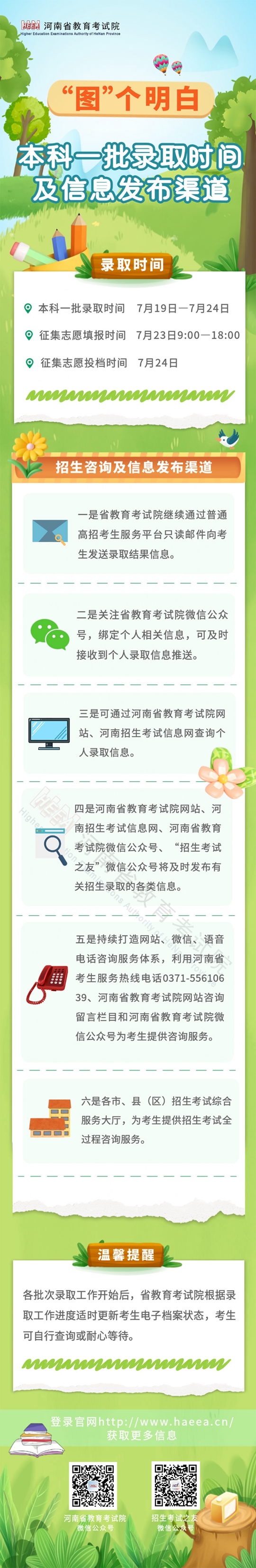 “图”个明白｜河南省2023年本科一批录取时间及信息发布渠道(图1)