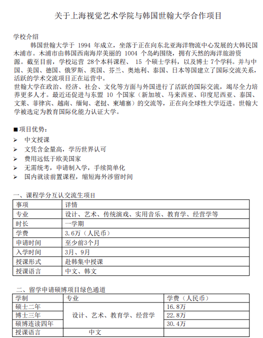 关于上海视觉艺术学院与韩国世翰大学合作项目(图1)